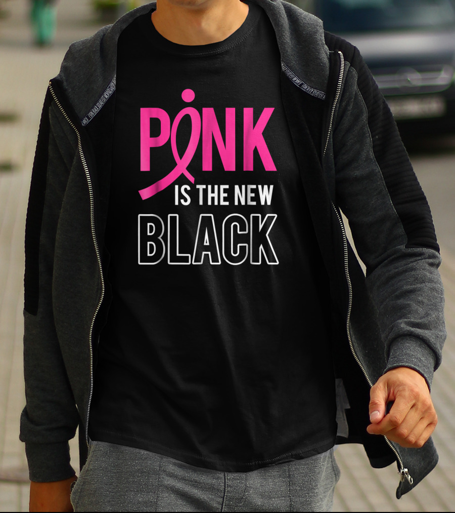 Pink Is The New Black Breast Cancer Awareness Support T-Shirt