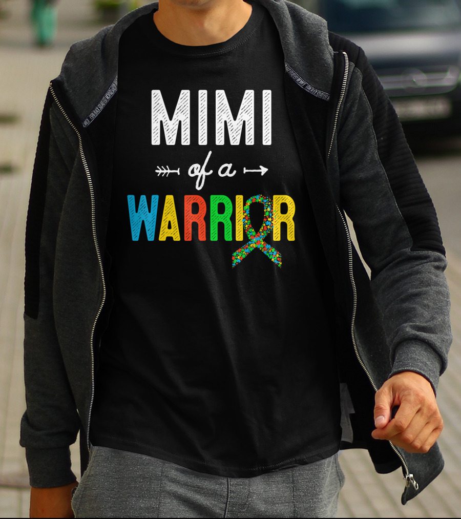 Mimi Of A Warrior Autism Awareness Puzzle T-Shirt