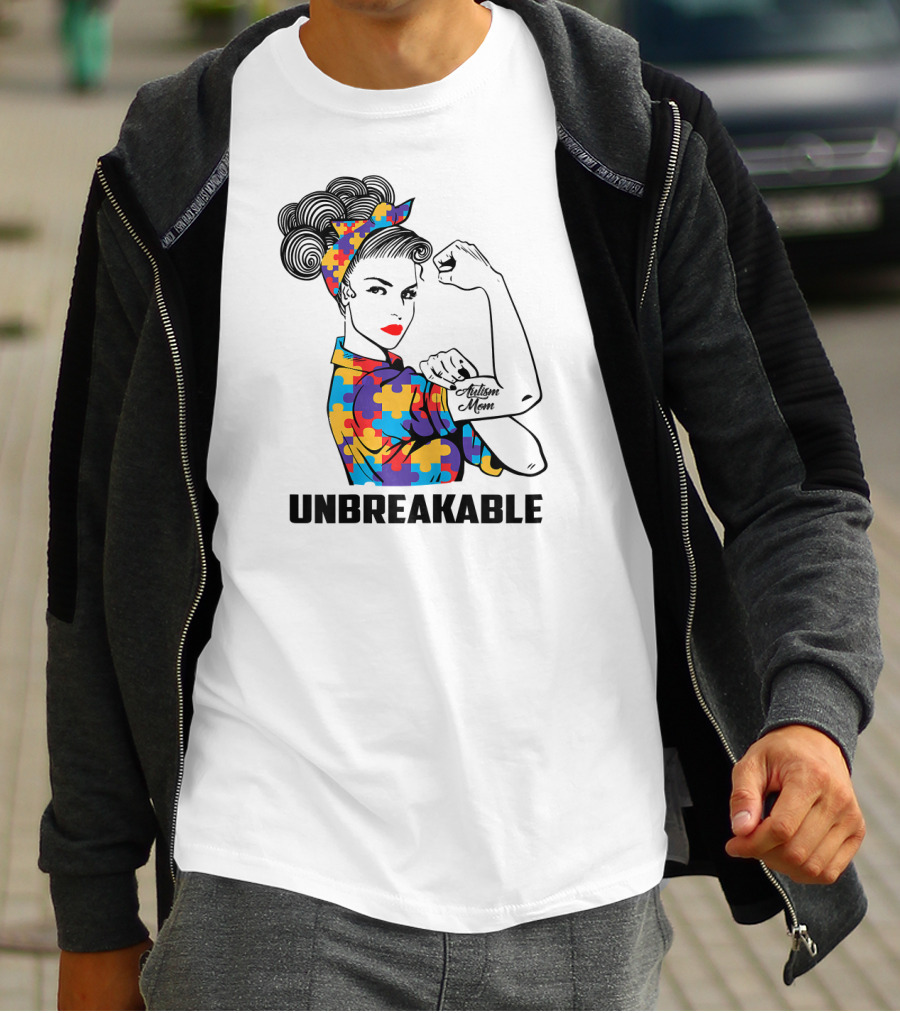Unbreakable Autism Mom Awareness Autistic Parents T-Shirt