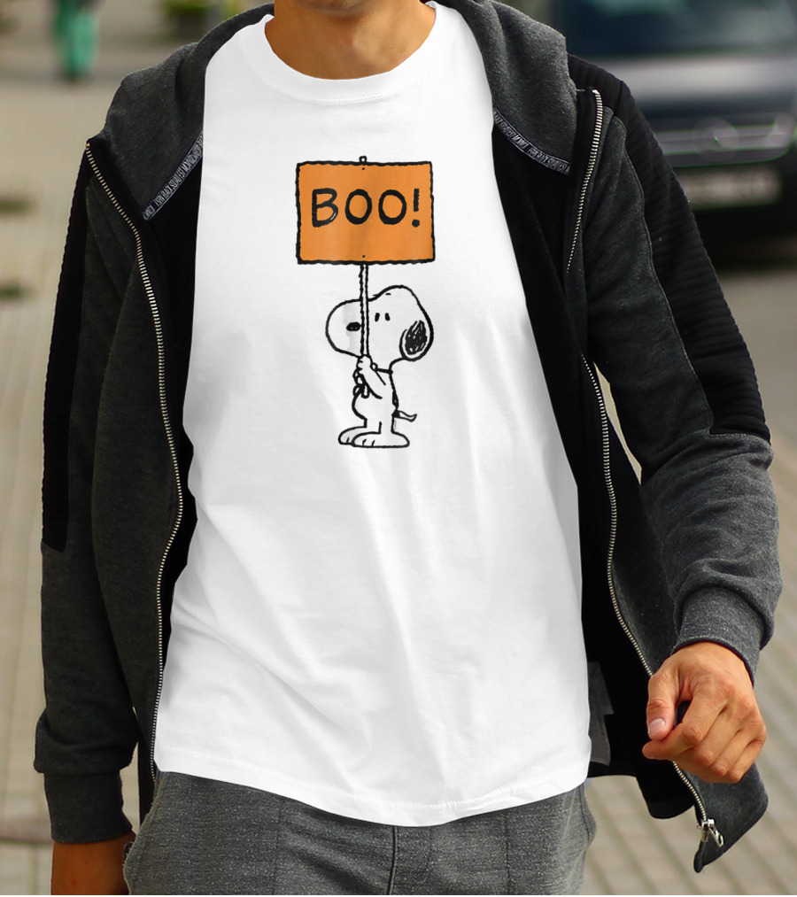 Snoopy Halloween Boo Peanuts Sign T-Shirt