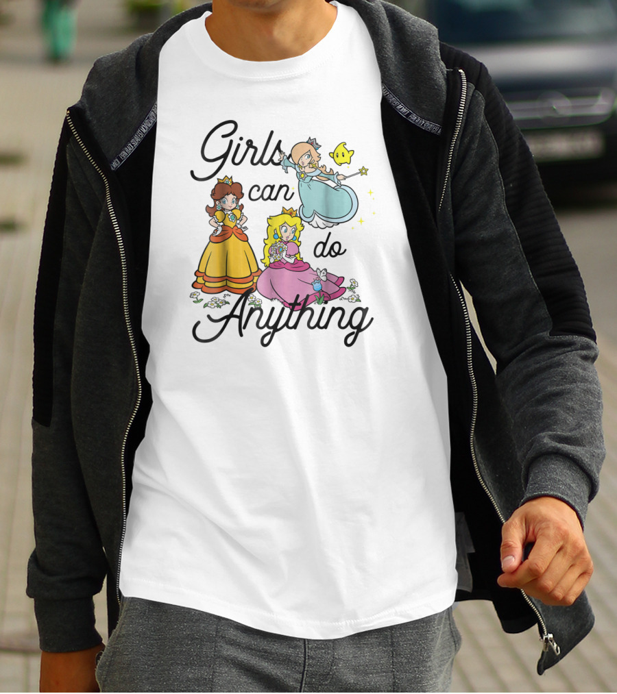 Girls Can Do Anything Super Mario Peach Daisy Rosalina Group Shot T-Shirt