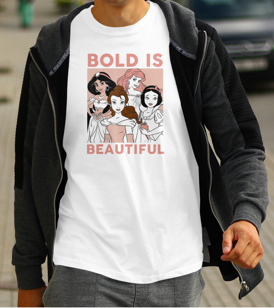Disney Princess Bold Is Beautiful Jasmine Ariel Belle Snow White Classic Cartoon T-Shirt