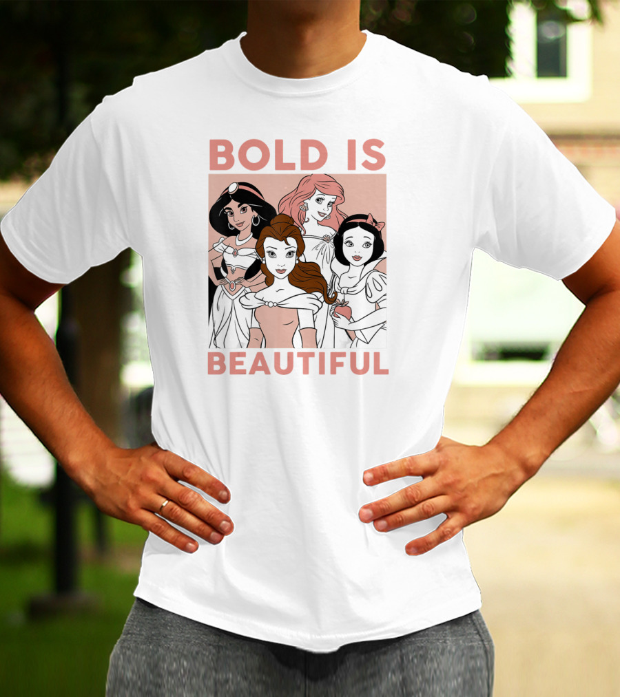 Disney Princess Bold Is Beautiful Jasmine Ariel Belle Snow White Classic Cartoon T-Shirt