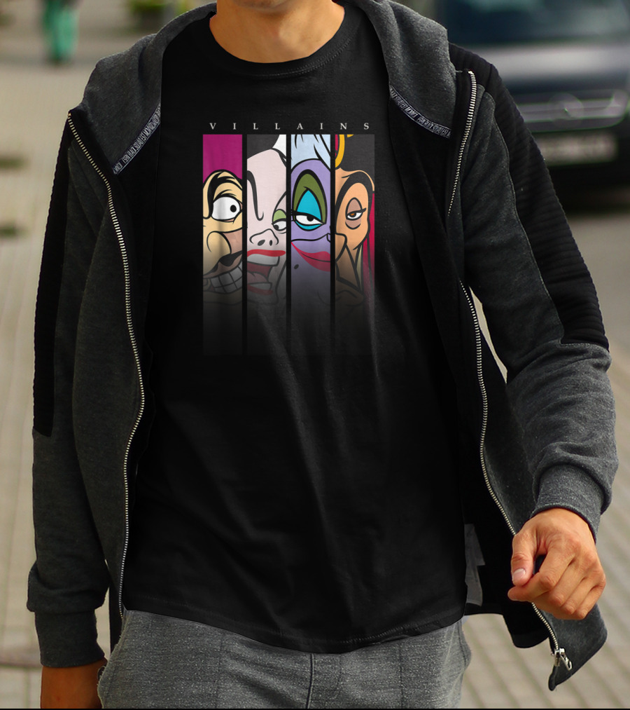 Villains Disney Evil Characters Split-Face T-Shirt