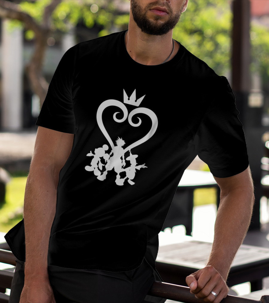 Kingdom Hearts Disney Characters Silhouettes With Heart Crown T-Shirt