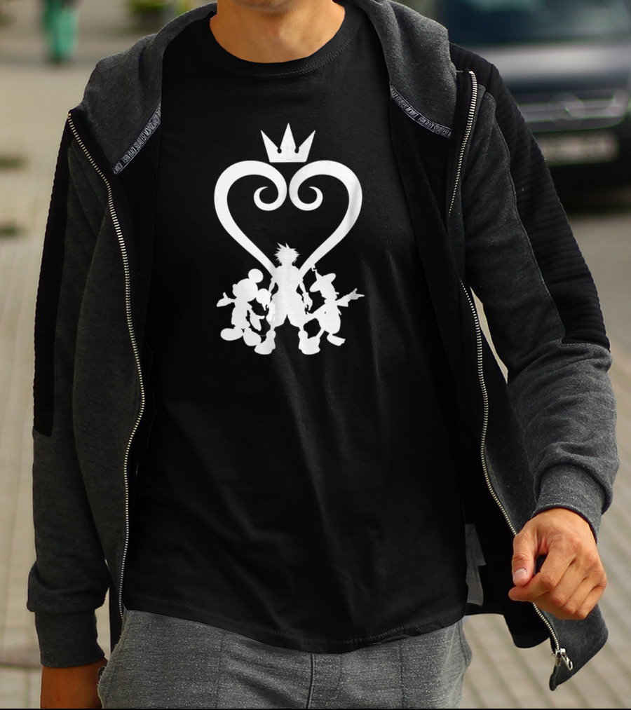 Kingdom Hearts Disney Characters Silhouettes With Heart Crown T-Shirt