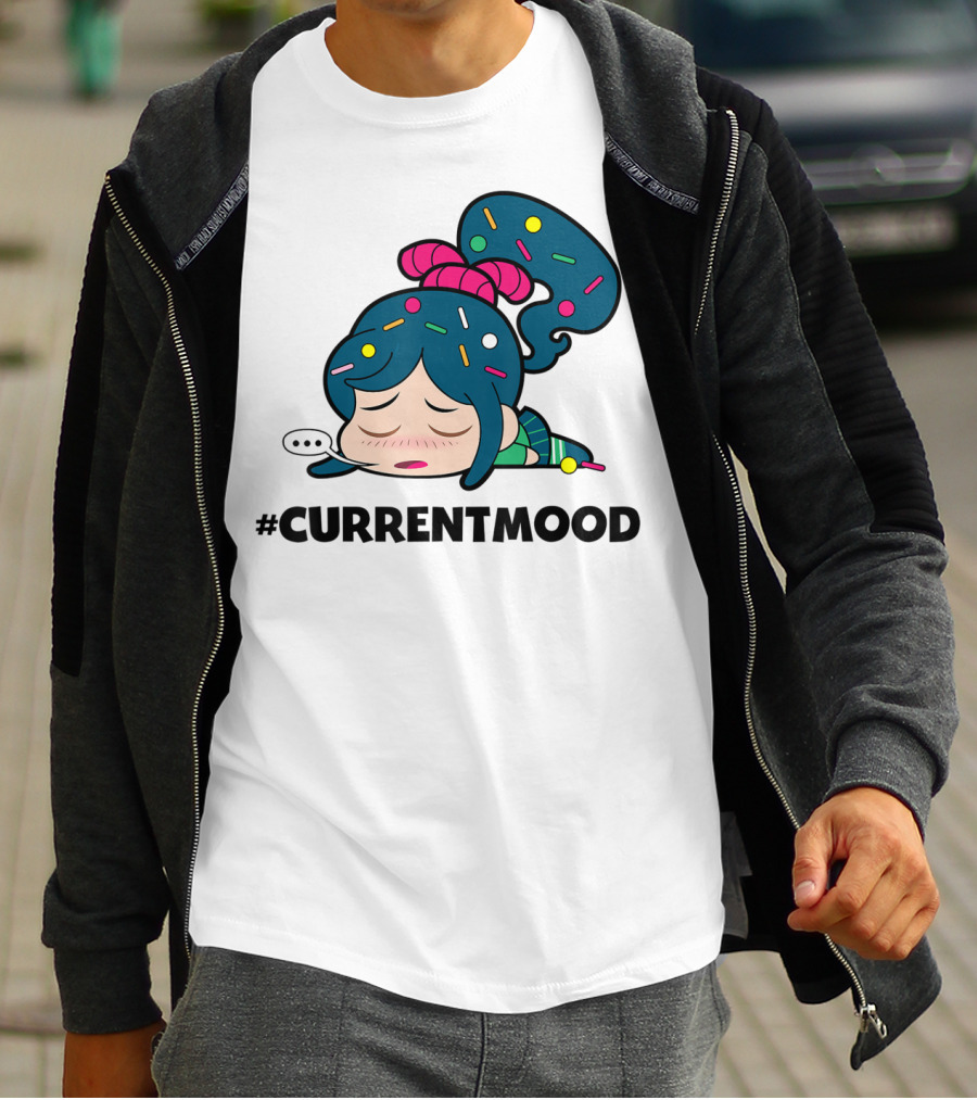 Disney Wreck It Ralph Vanellope #CurrentMood Sprinkles Hair Exhausted Expression T-Shirt