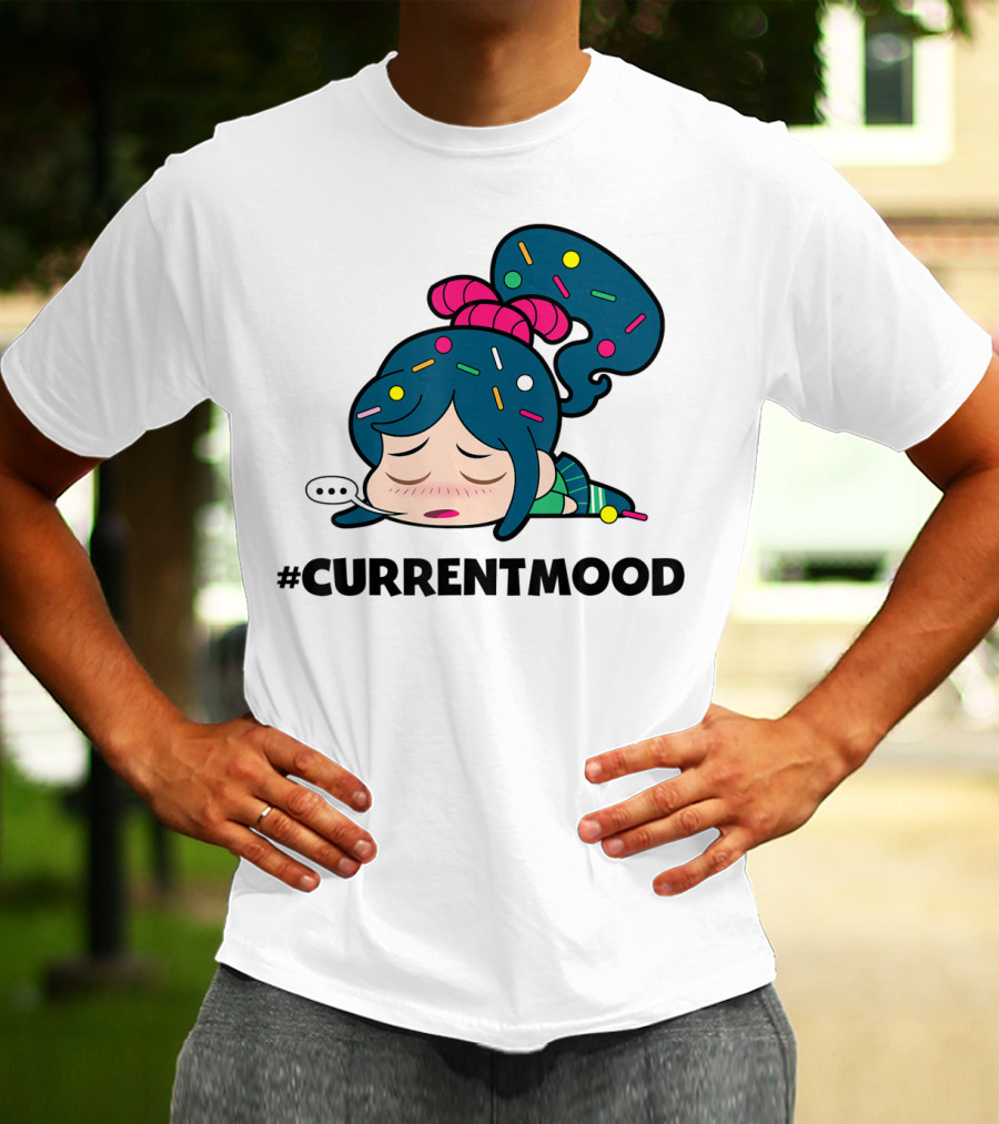 Disney Wreck It Ralph Vanellope #CurrentMood Sprinkles Hair Exhausted Expression T-Shirt
