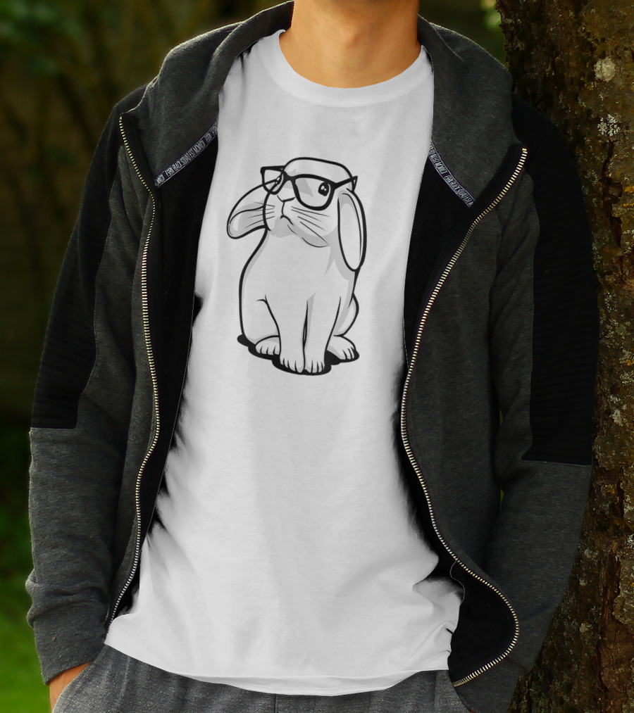 Funny Hipster Bunny Wearing Glasses Nerd Rabbit T-Shirt