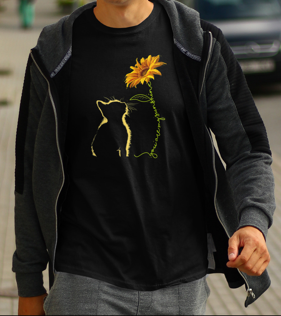 You Are My Sunshine Cat With Sunflower T-Shirt