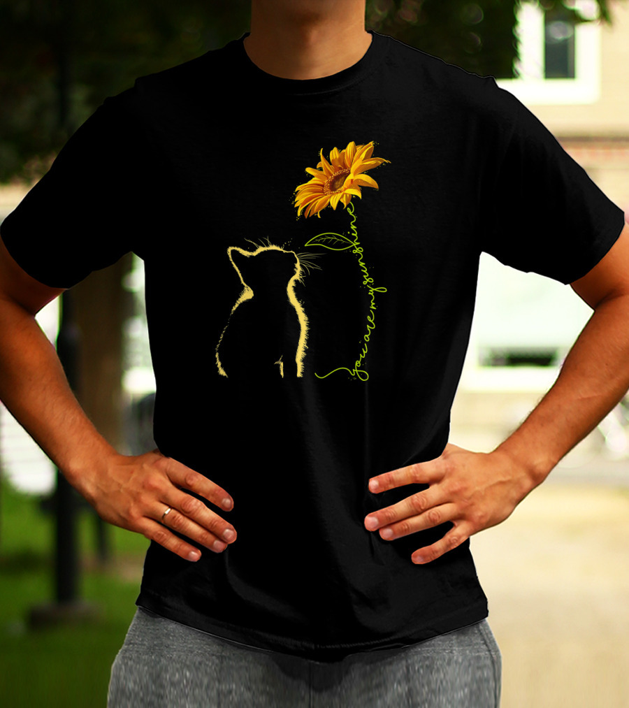 You Are My Sunshine Cat With Sunflower T-Shirt