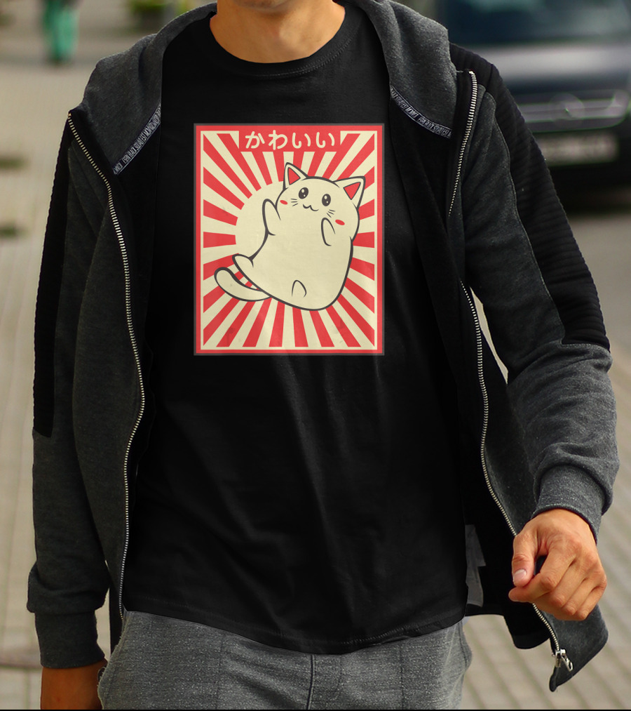 Vintage Kawaii Meowing Japanese Cat Lover T-Shirt