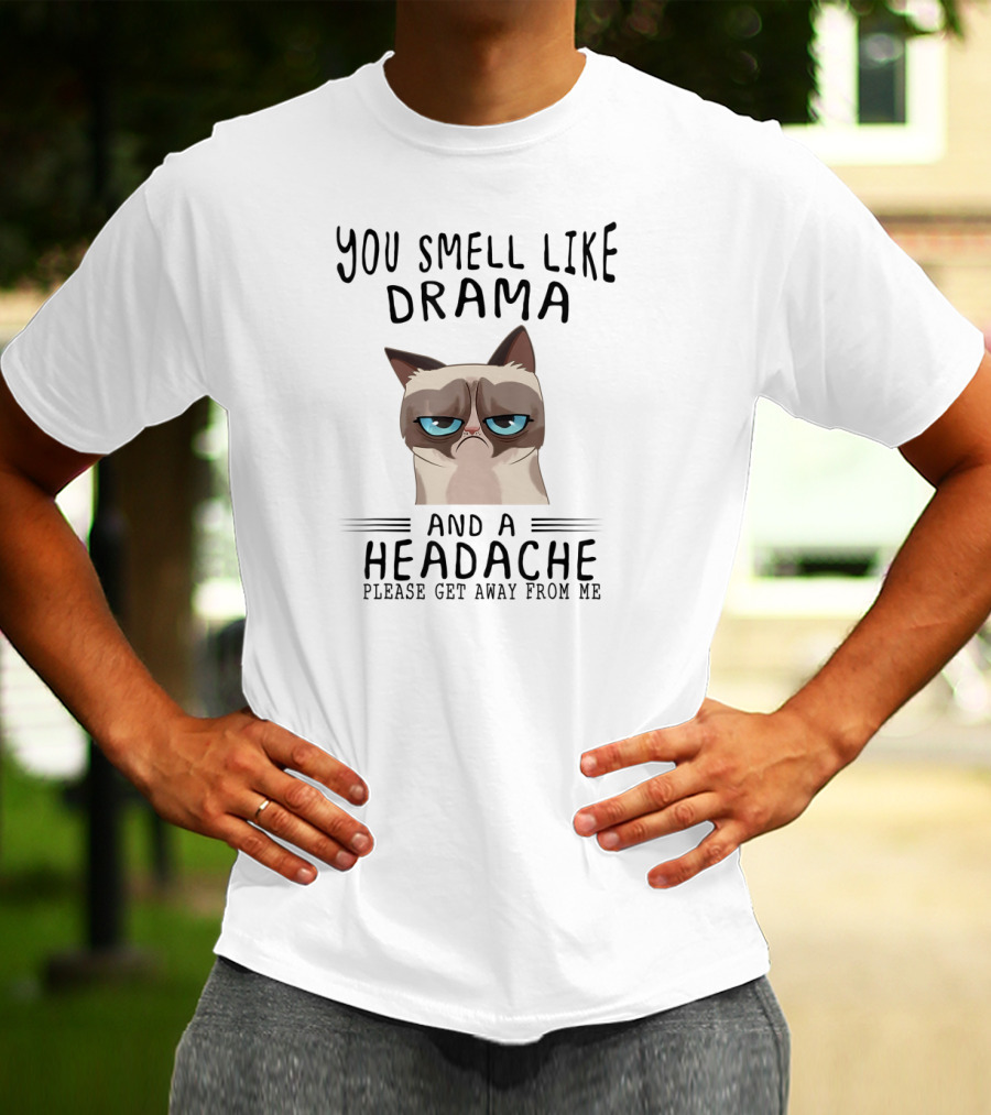 You Smell Like Drama And A Headache Please Get Away From ME Cat Kittie T-Shirt