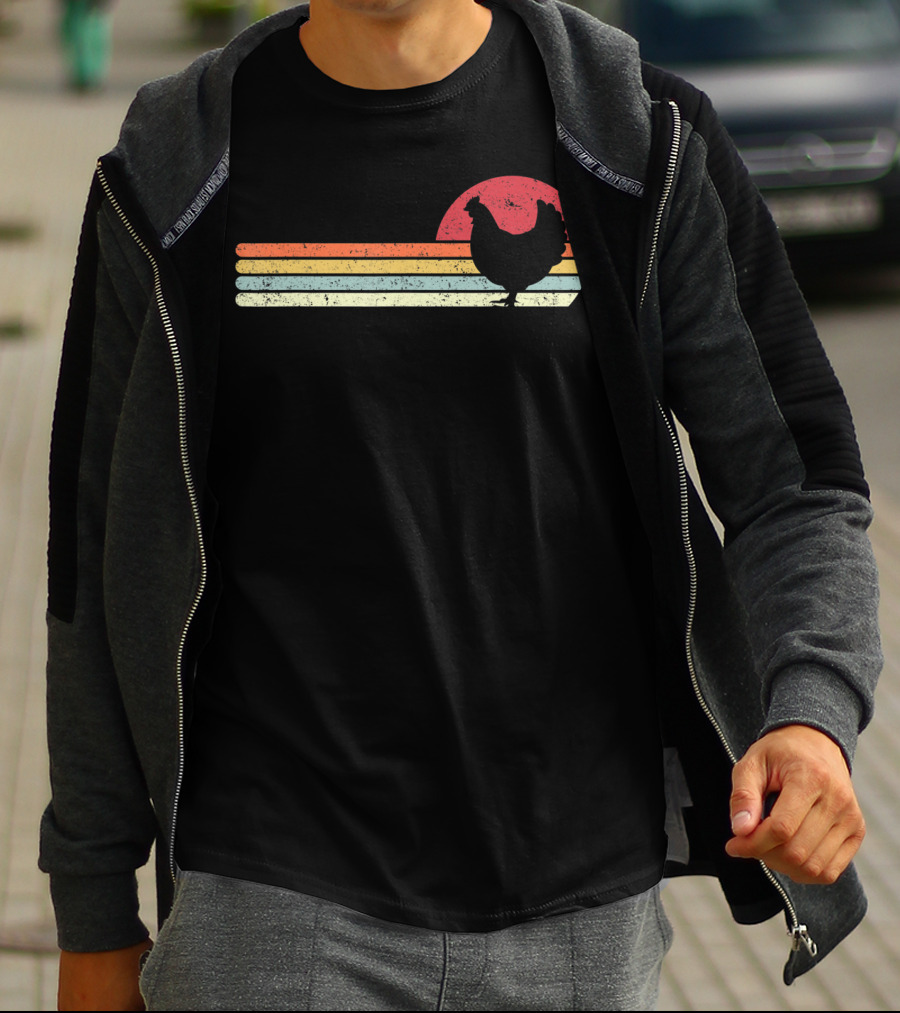 Chicken Style Vintage Sunset Retro Stripes T-Shirt