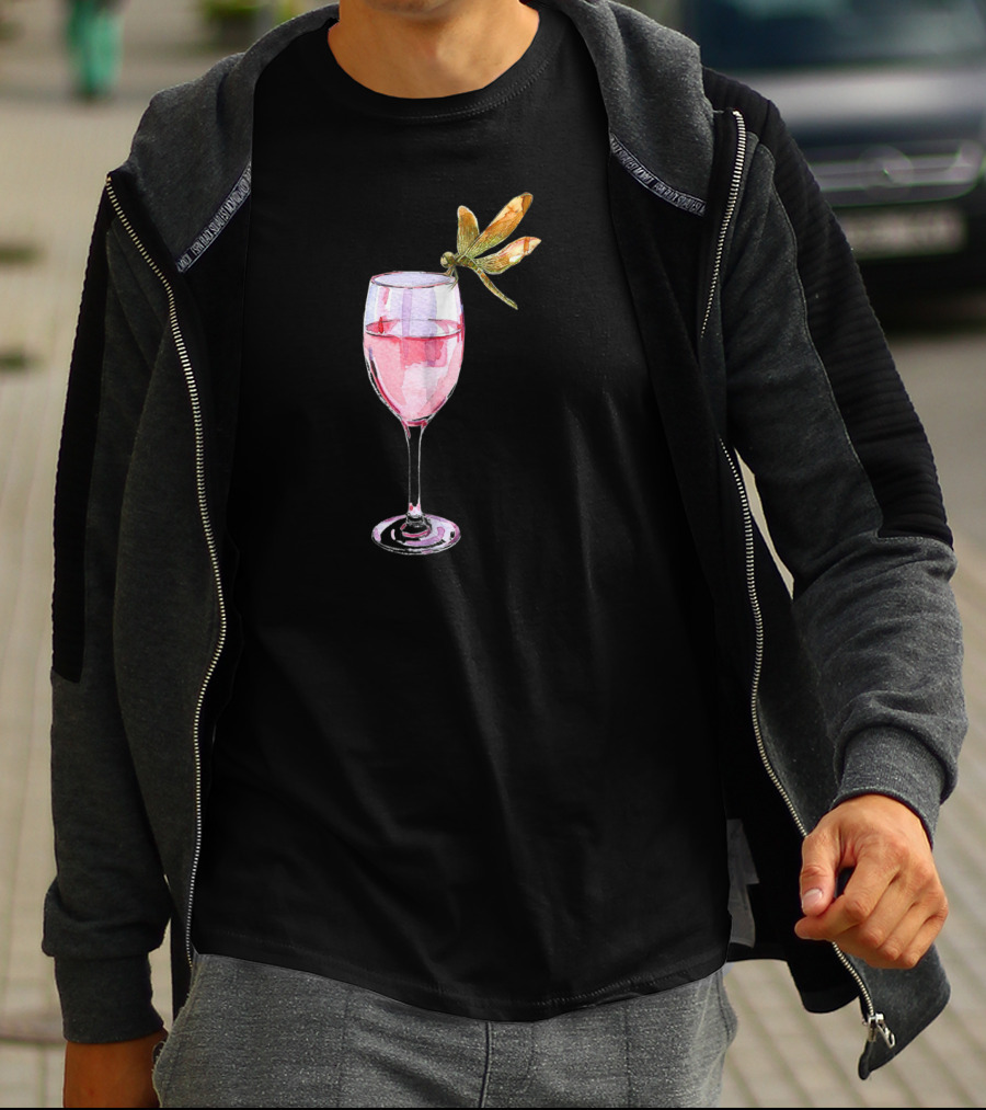 Dragonfly Resting On Wine Glass T-Shirt