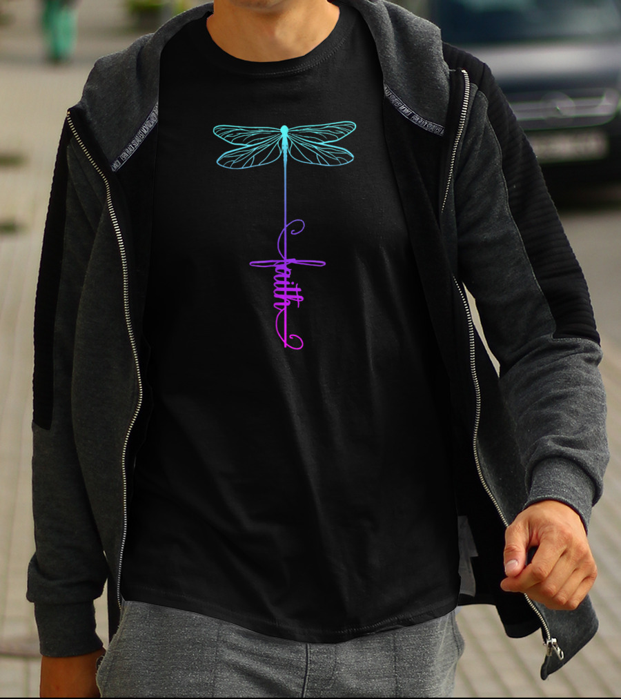 Dragonfly Faith Lover Christian Jesus God Cross Inspiring T-Shirt