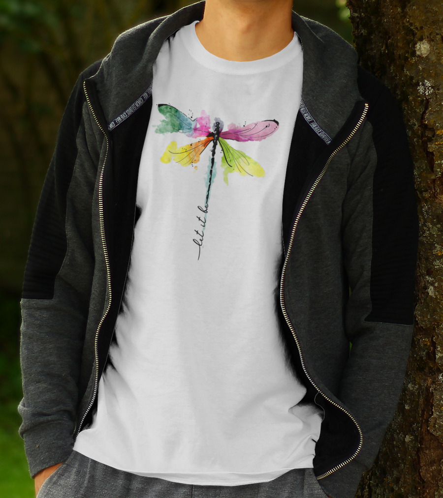 Let It Be Dragonfly Hippie Be Watercolor Peace T-Shirt