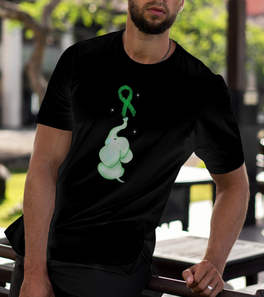Elephant With Green Ribbon For Cerebral Palsy Awareness T-Shirt