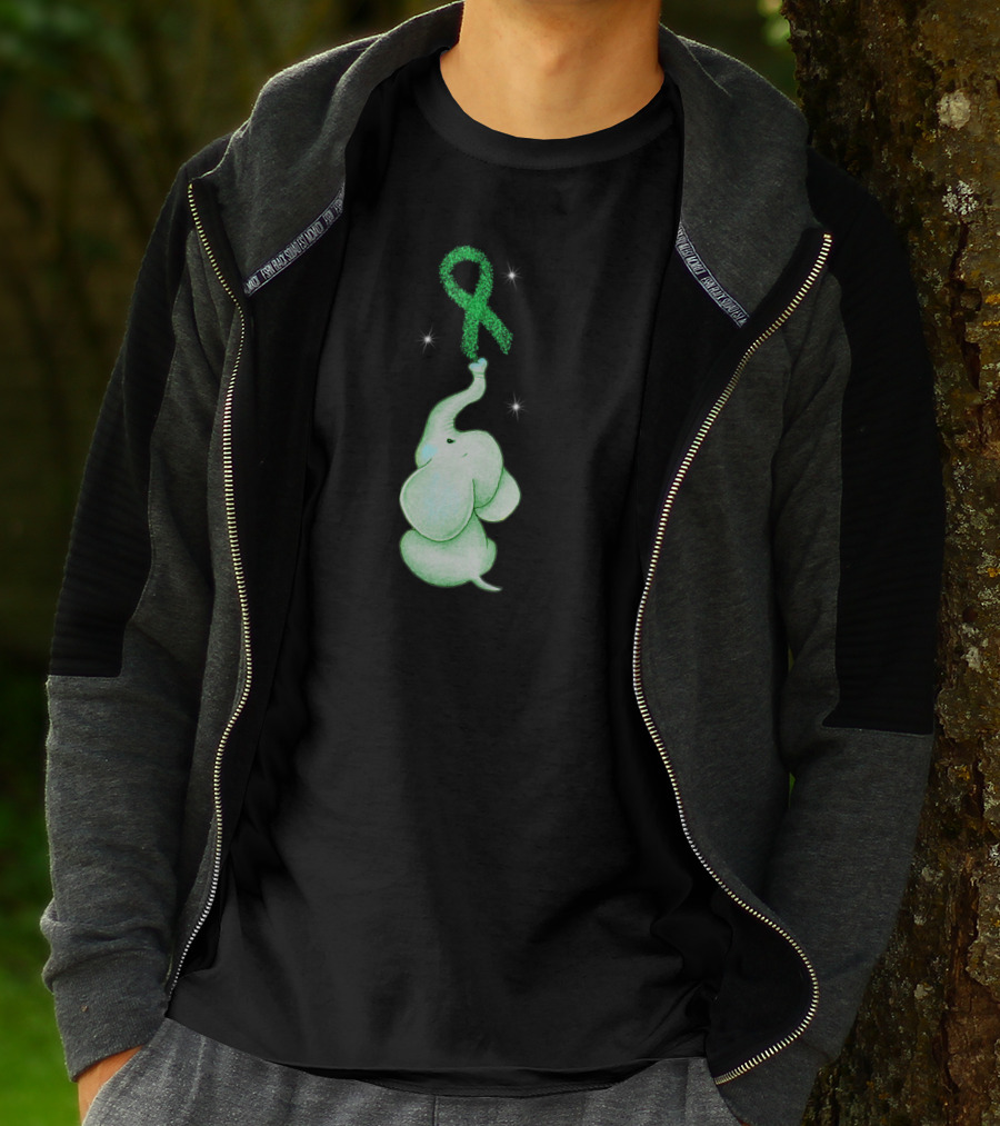 Elephant With Green Ribbon For Cerebral Palsy Awareness T-Shirt