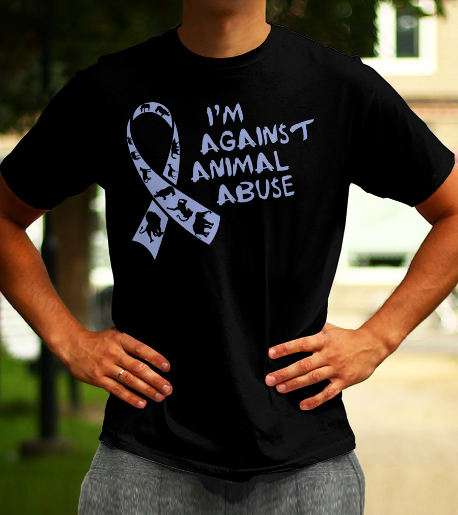 I'm Against Animal Abuse Ribbon With Animal T-Shirt