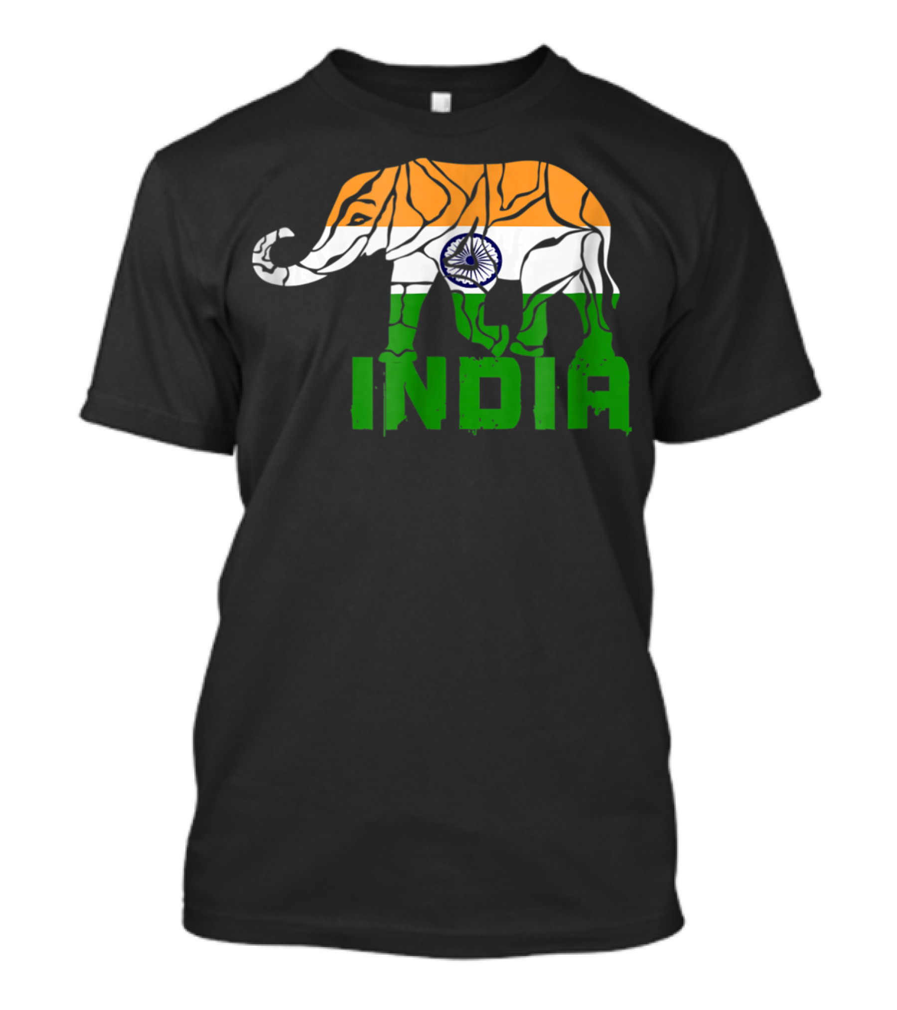 India Elephant With National Flag Colors And India Text T-Shirt