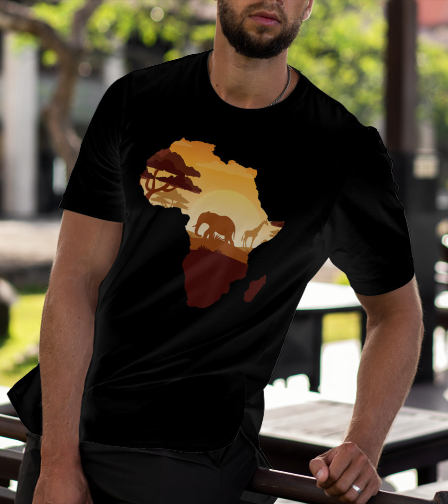Wildlife Safari Animals Ivory Elephant Africa Silhouette Sunset T-Shirt