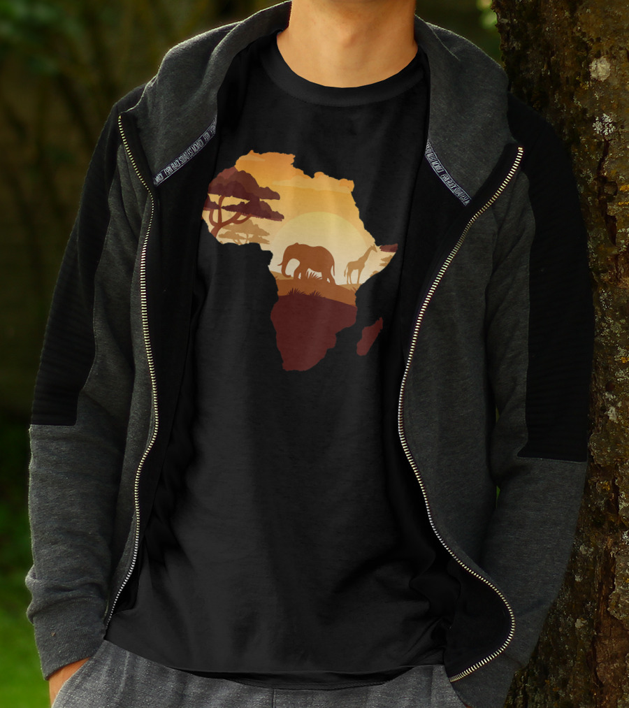 Wildlife Safari Animals Ivory Elephant Africa Silhouette Sunset T-Shirt