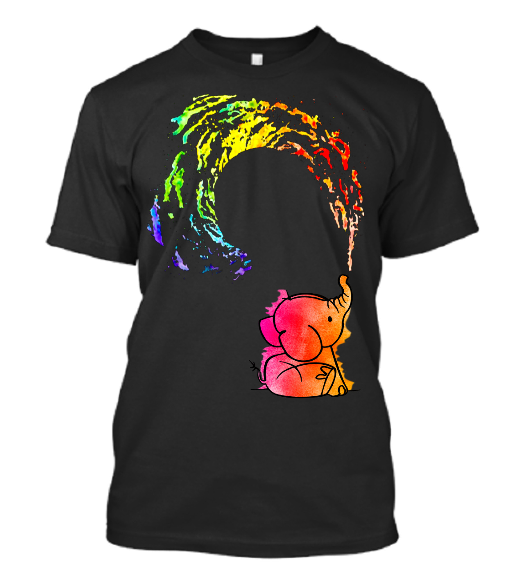 Rainbow Wave Elephant Painting Wall T-Shirt