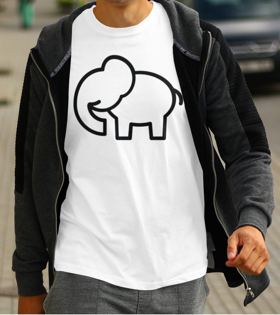 Cute Elephant Line Art Cartoon T-Shirt