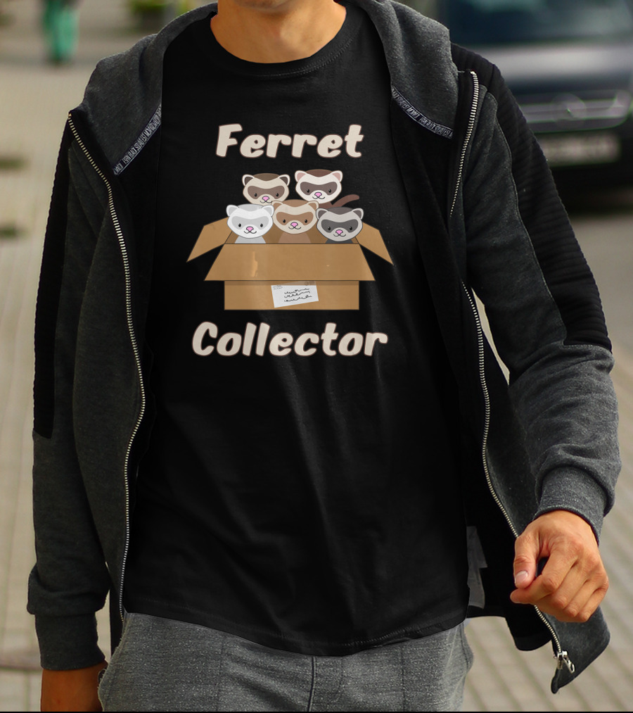 Ferret Collector Box With Cute Cartoon Ferrets T-Shirt