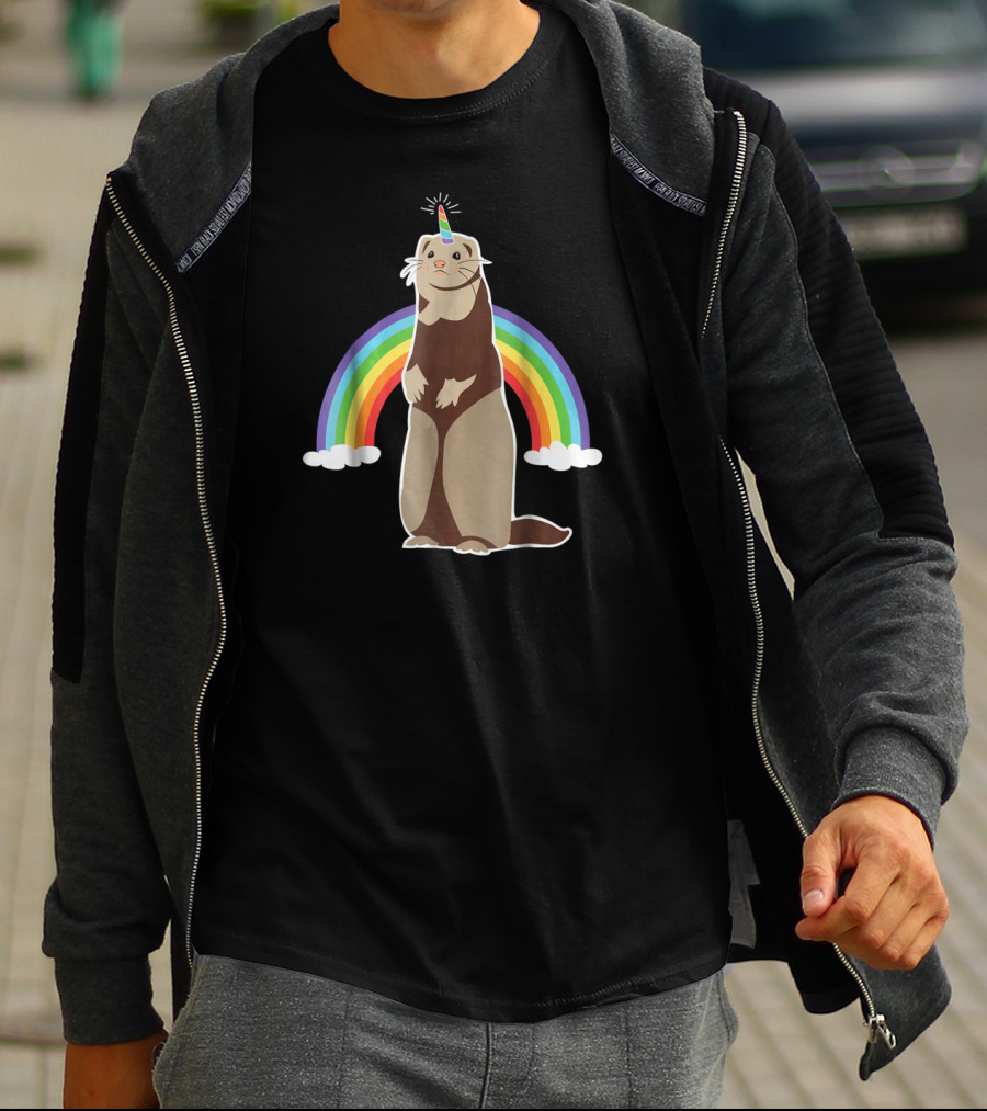 Ferret Unicorn Rainbow Magic Fantasy T-Shirt