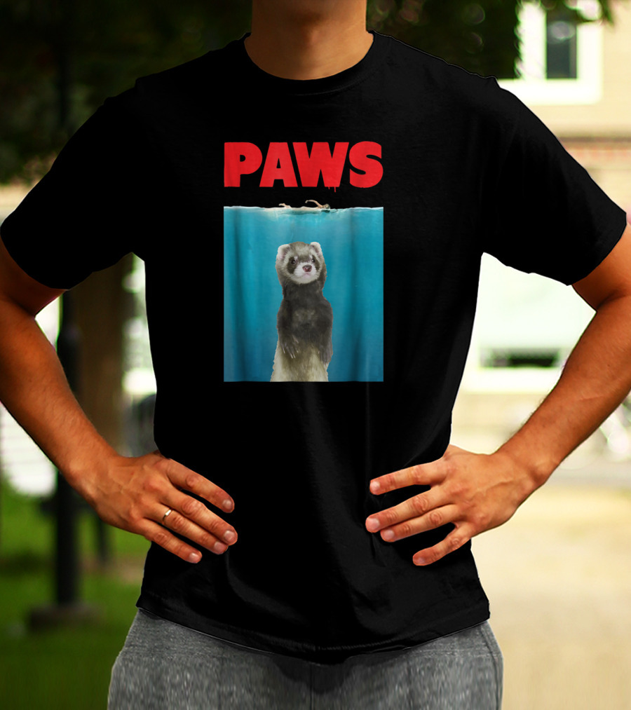 Paws Ferret Jaws Parody For Ferret Lovers T-Shirt