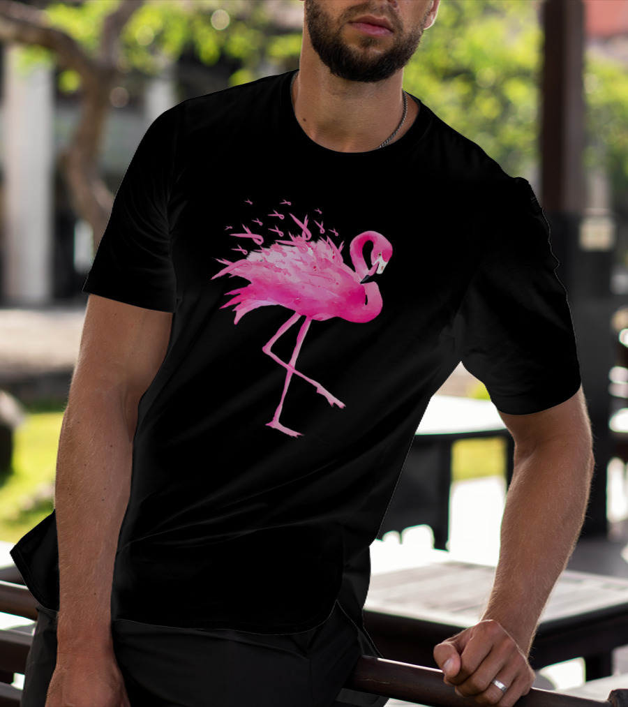 Flamingo Breast Cancer Awareness Pink Ribbon T-Shirt