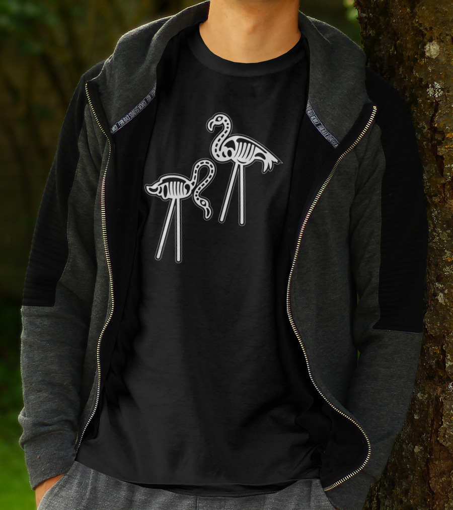 Flamingo Skeleton Funny Halloween Luau Party T-Shirt