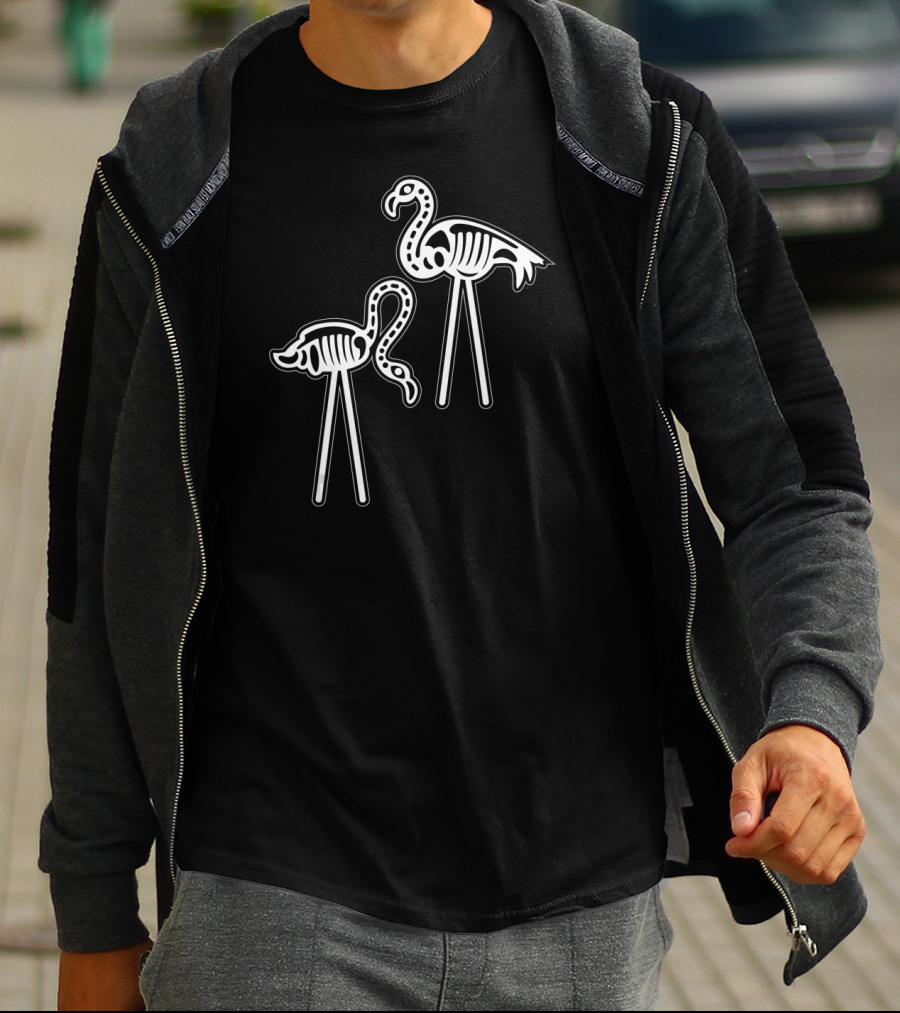 Flamingo Skeleton Funny Halloween Luau Party T-Shirt