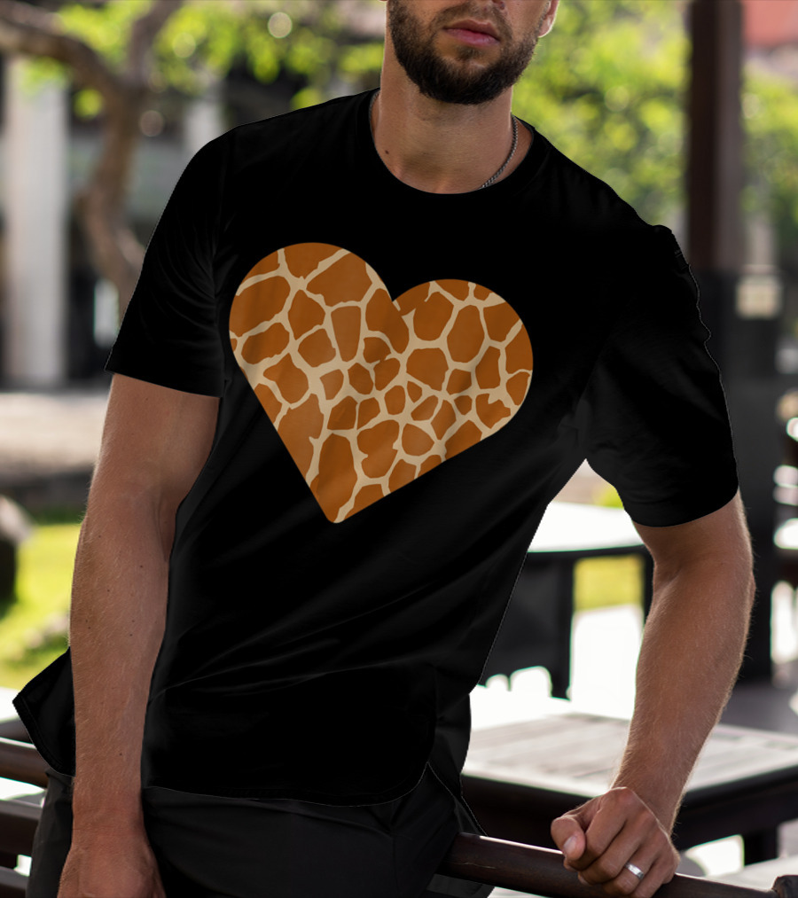 Giraffe Print Heart For Cute Giraffe Lover's Love T-Shirt