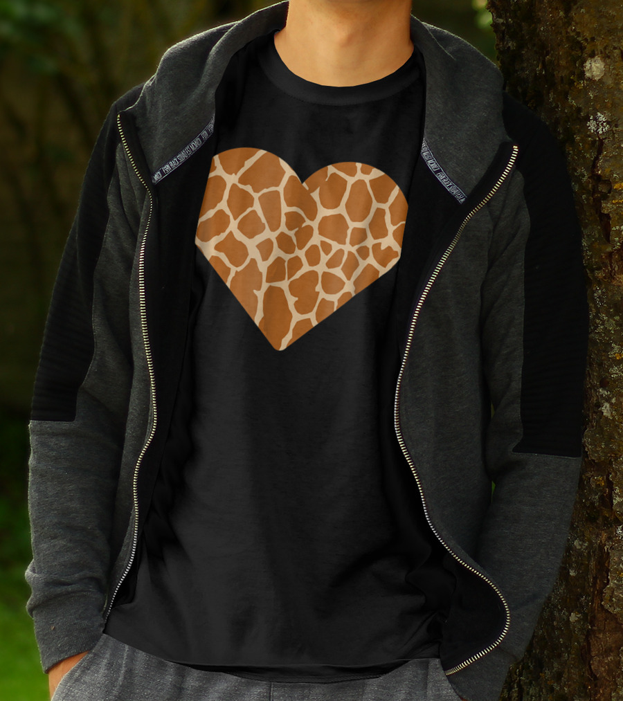 Giraffe Print Heart For Cute Giraffe Lover's Love T-Shirt