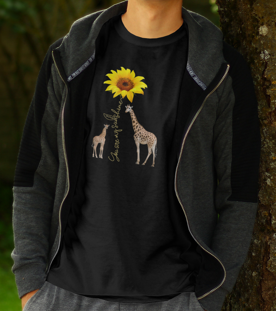 Sunflower You Are My Sunshine Giraffe With Mother And Calf T-Shirt