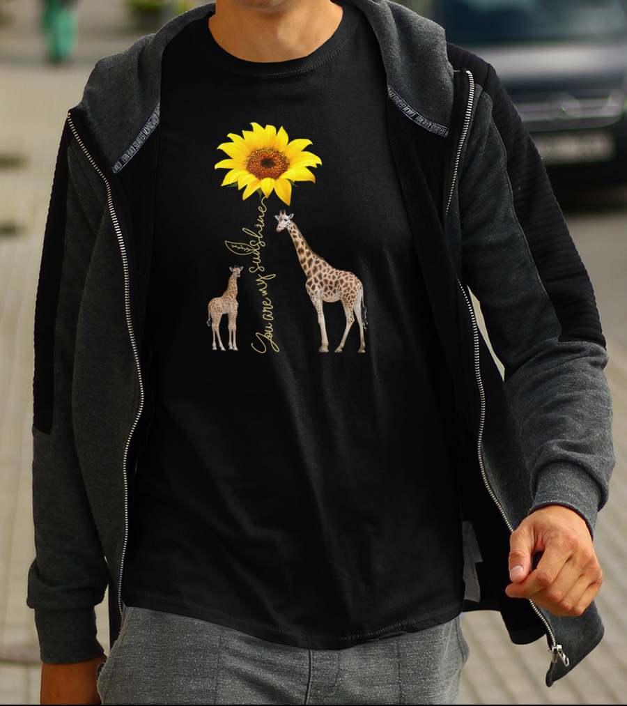 Sunflower You Are My Sunshine Giraffe With Mother And Calf T-Shirt