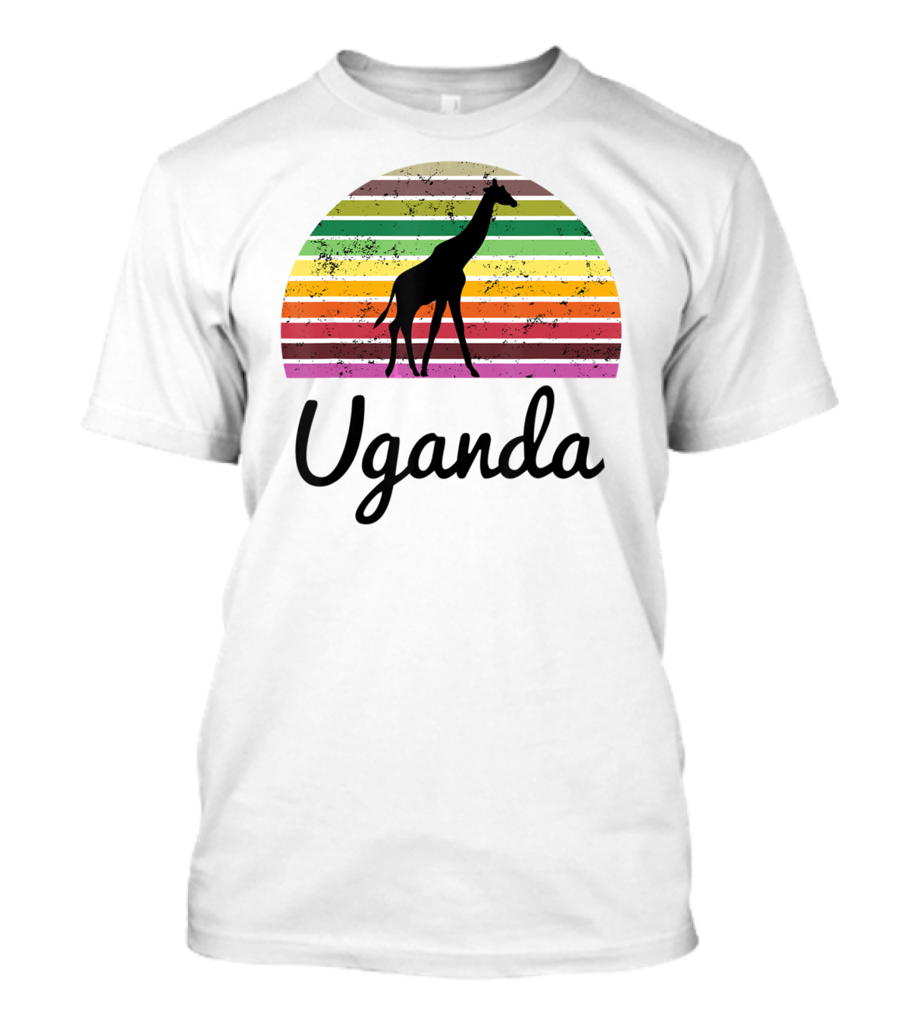 Uganda Giraffe Vintage Sunset Safari T-Shirt