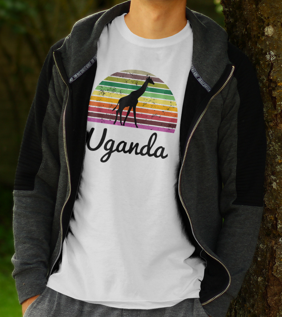 Uganda Giraffe Vintage Sunset Safari T-Shirt