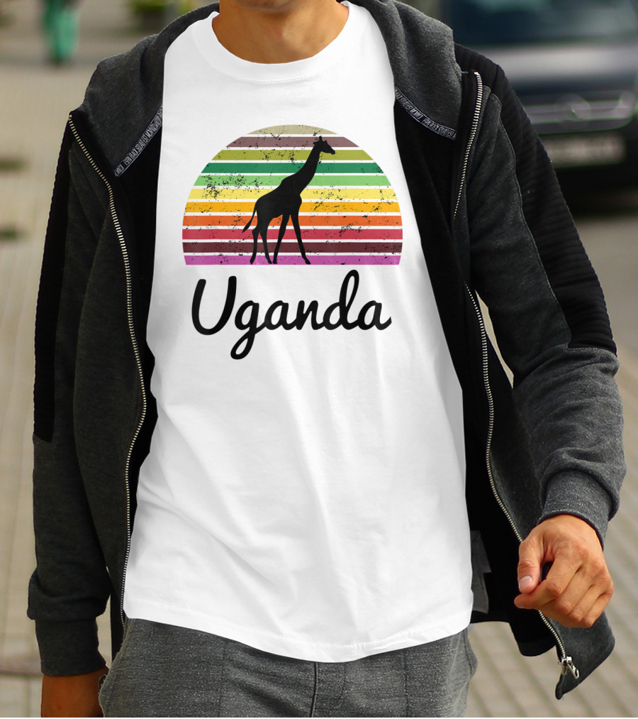 Uganda Giraffe Vintage Sunset Safari T-Shirt