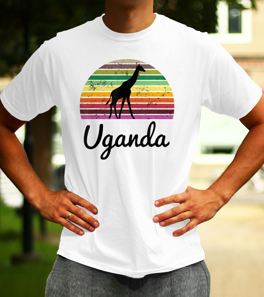Uganda Giraffe Vintage Sunset Safari T-Shirt