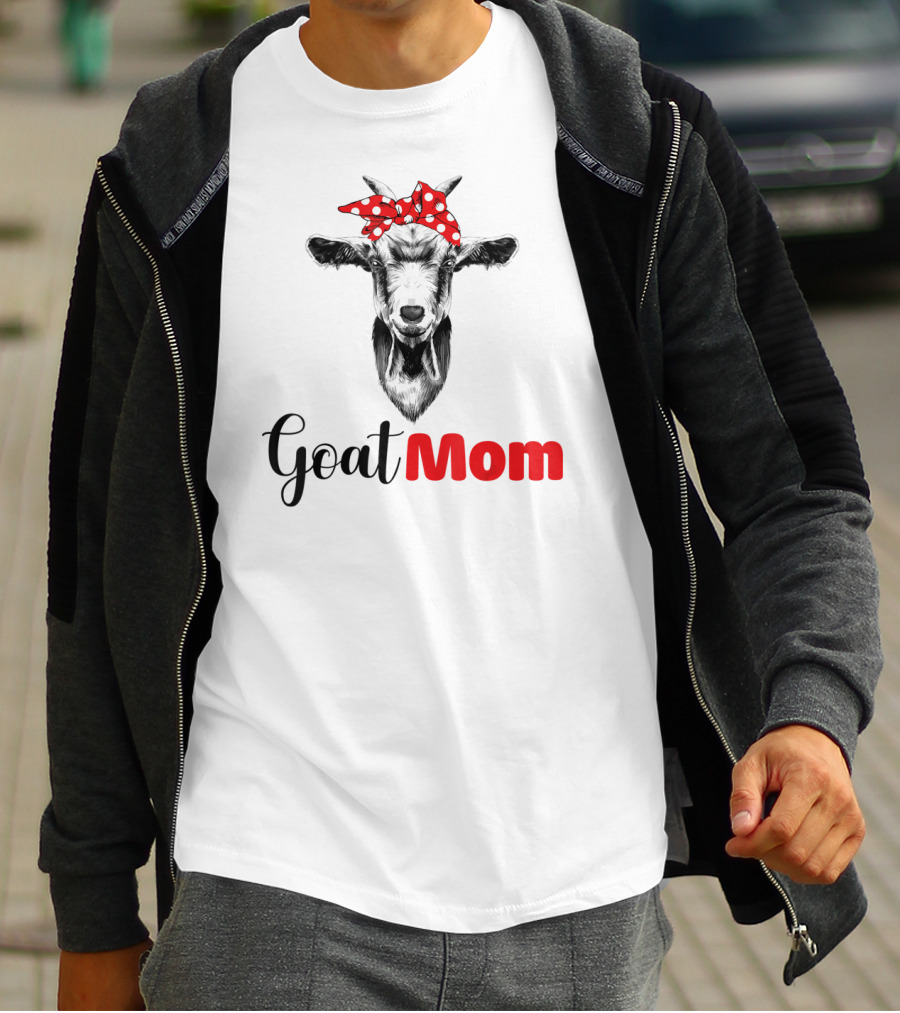 Funny Goat Mom Lovers Girl Polka Dot Bow T-Shirt