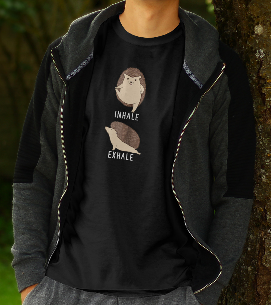 Inhale Exhale Hedgehog Animal Yoga Stress Relief Zen T-Shirt