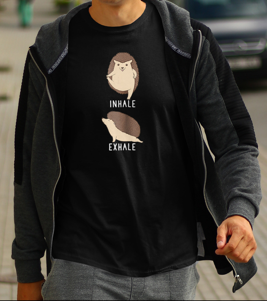 Inhale Exhale Hedgehog Animal Yoga Stress Relief Zen T-Shirt