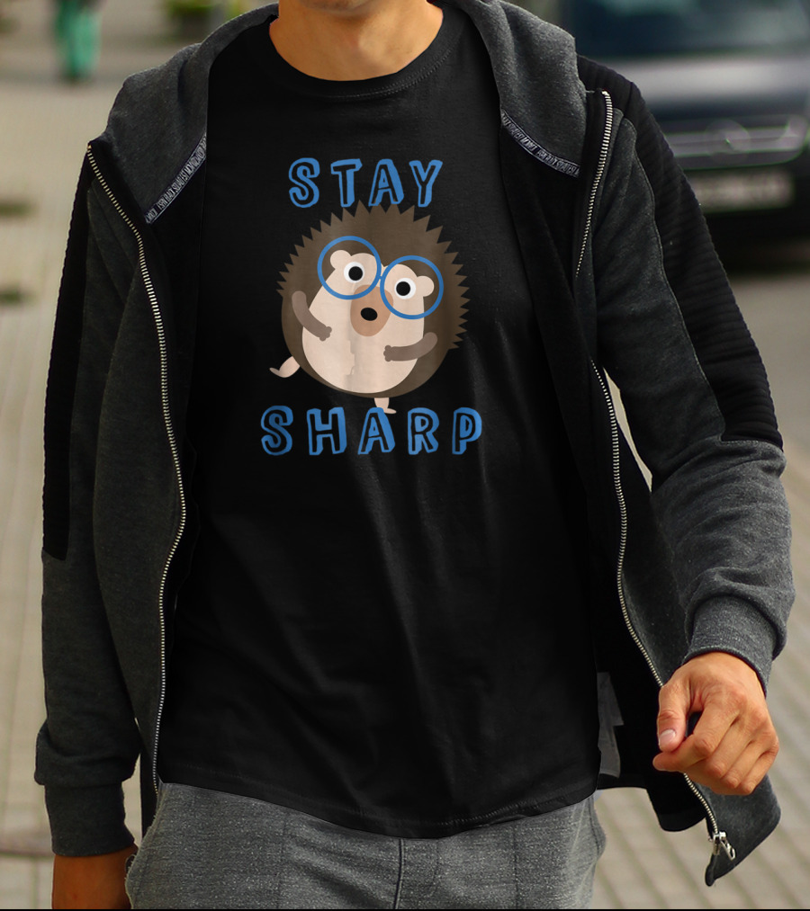 Stay Sharp Funny Hipster Hedgehog Glasses T-Shirt