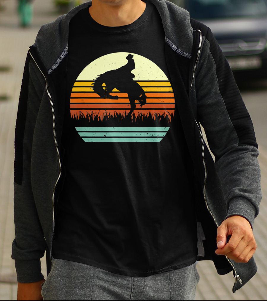 Bucking Bronco Horse Sunset T-Shirt