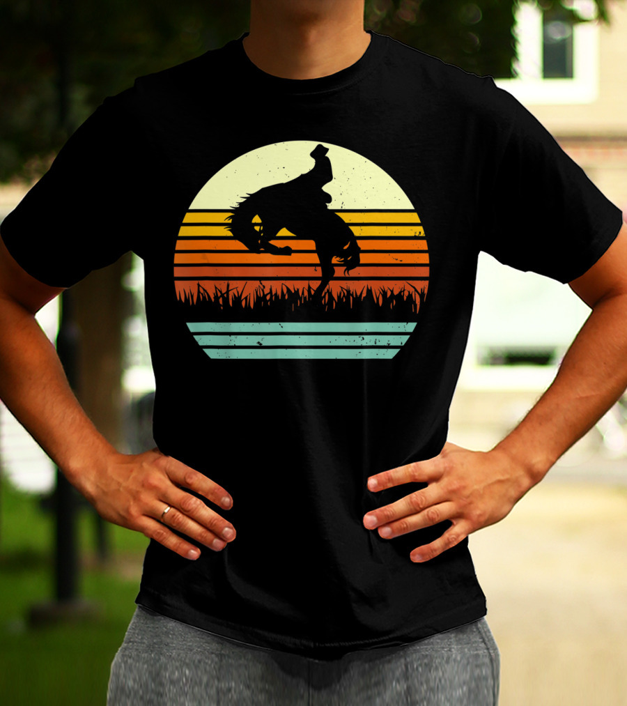 Bucking Bronco Horse Sunset T-Shirt
