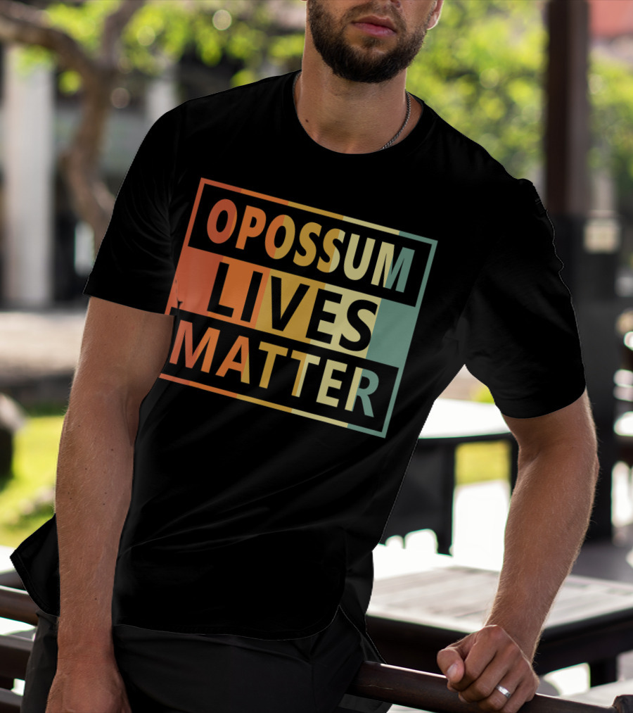 Opossum Lives Matter Vintage Vegan Opossum Lover Retro Stripes T-Shirt